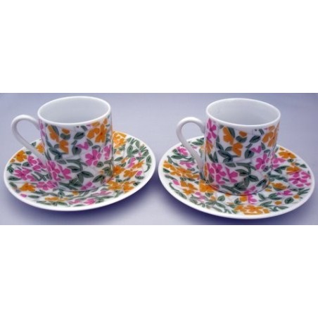 Set 2 tazas y 2 Platos Cafe Hojas