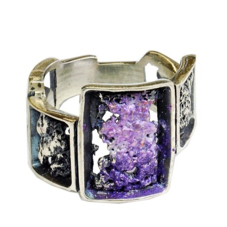 Anell modernista de plata esmaltat a foc