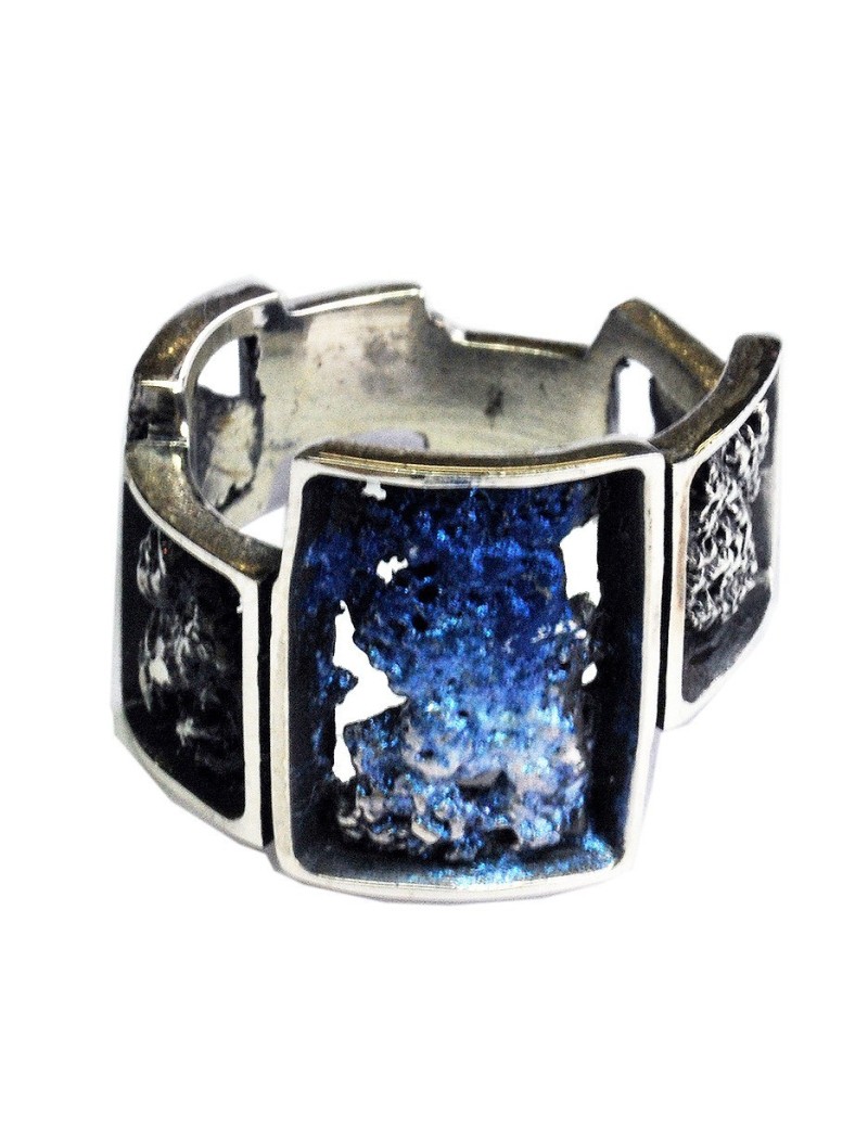 Anell modernista de plata esmaltat a foc