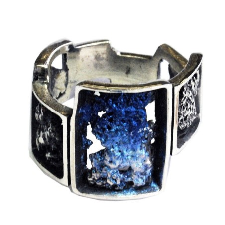 Anell modernista de plata esmaltat a foc