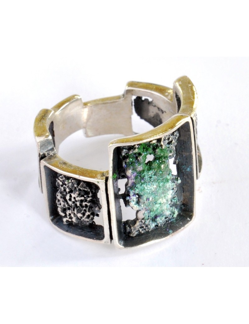 Anell modernista de plata esmaltat a foc