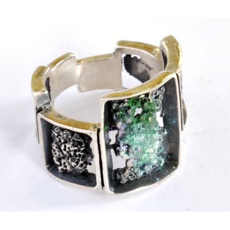 Anell modernista de plata esmaltat a foc