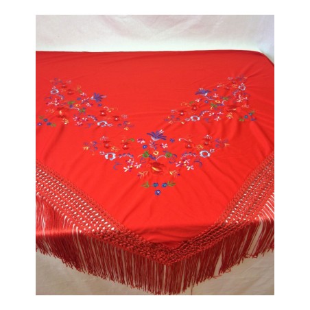 Mantón de Manila Picos Rojo