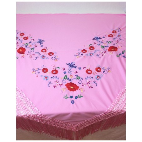 Mantón de manila rosa