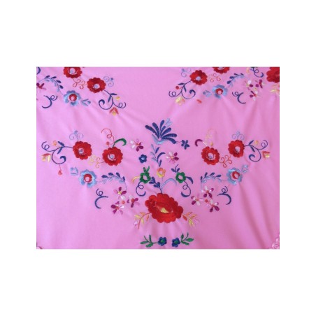 Mantón de manila rosa
