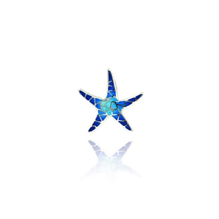 Silver Pendant Starfish Blue  