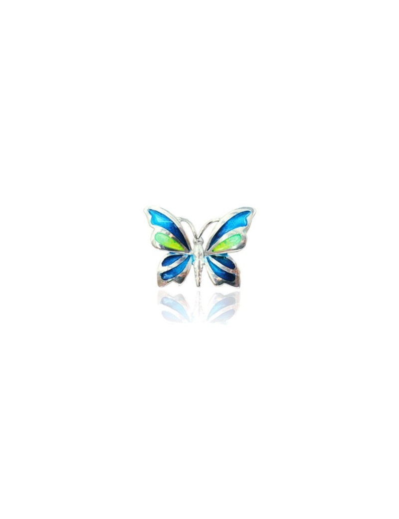 Silver Pendant purple Butterfly 