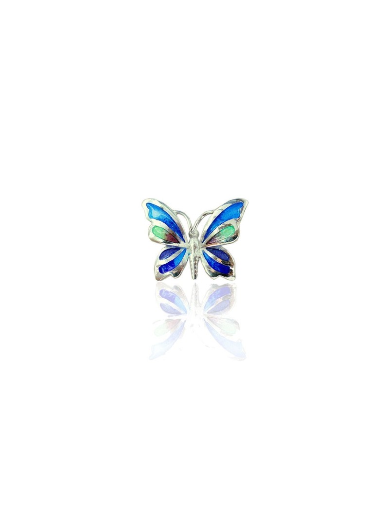 Silver Pendant purple Butterfly 