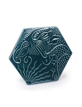 Rajola Gaudí Hexagonal blava 20 cm.