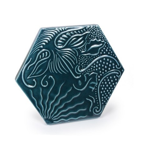 Rajola Gaudí Hexagonal blava 20 cm.
