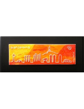 Cuadro Skyline Barcelona 7x23 cm 
