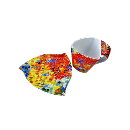 Taza triangular de café con plato - Aurora