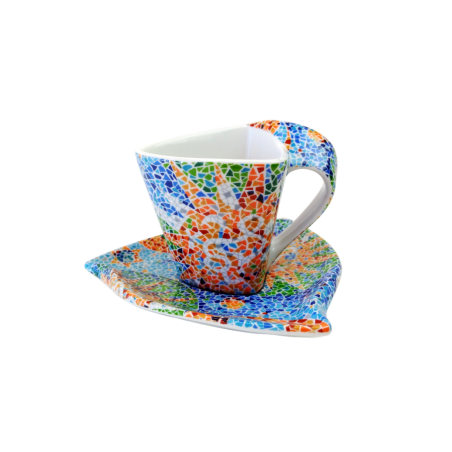 Taza triangular de café con plato - Soles