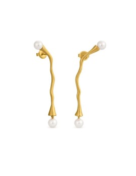 Boucles d'oreilles dorée perle Barcelone