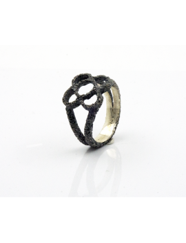 Anillo Barcelona Panot Flor Negro