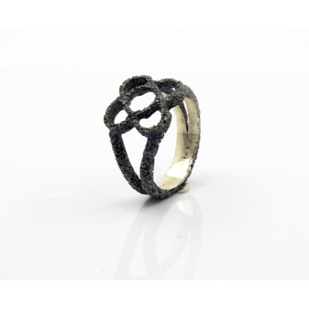 Bague Barcelone Panot Fleur Noir
