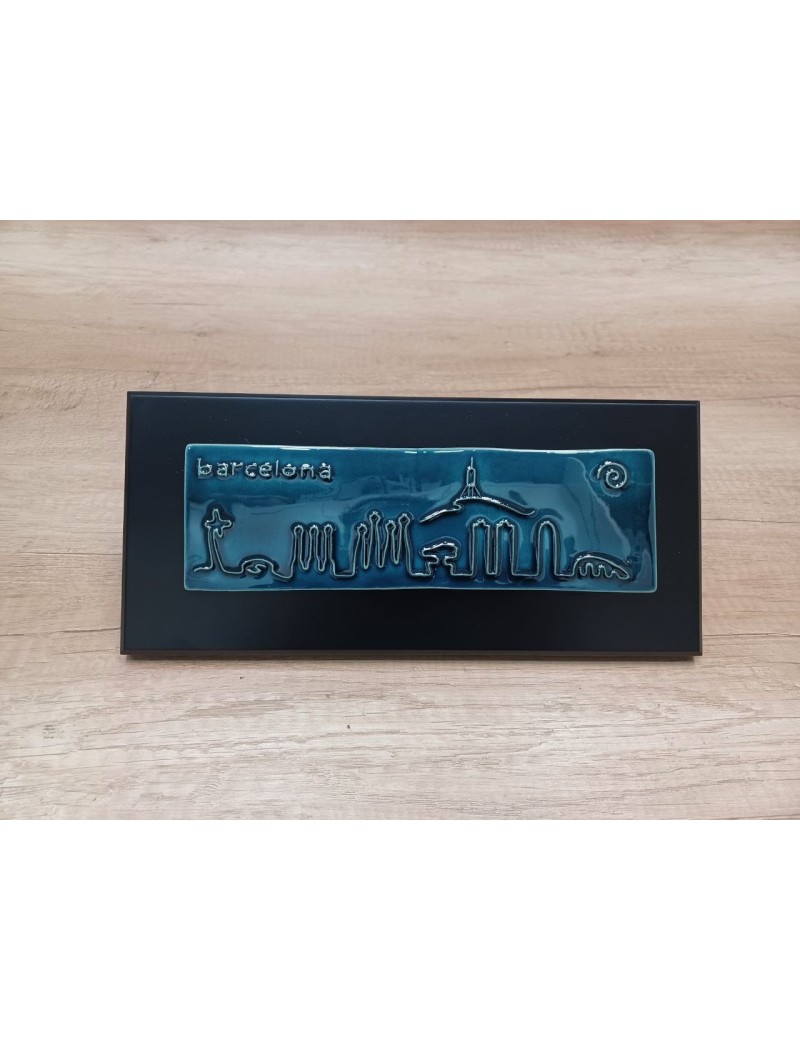 Cuadro bajorrelieve Skyline Barcelona 7x23 cm