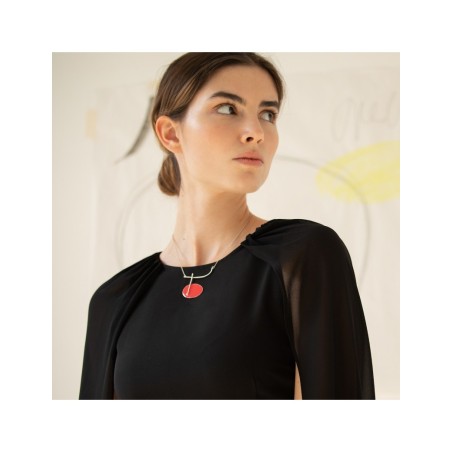Silver Necklace Miró Jewelry Red