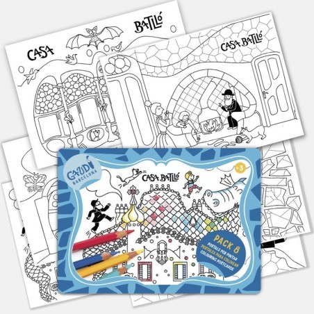 Pack 8 Colouring Casa Batllo Postcards
